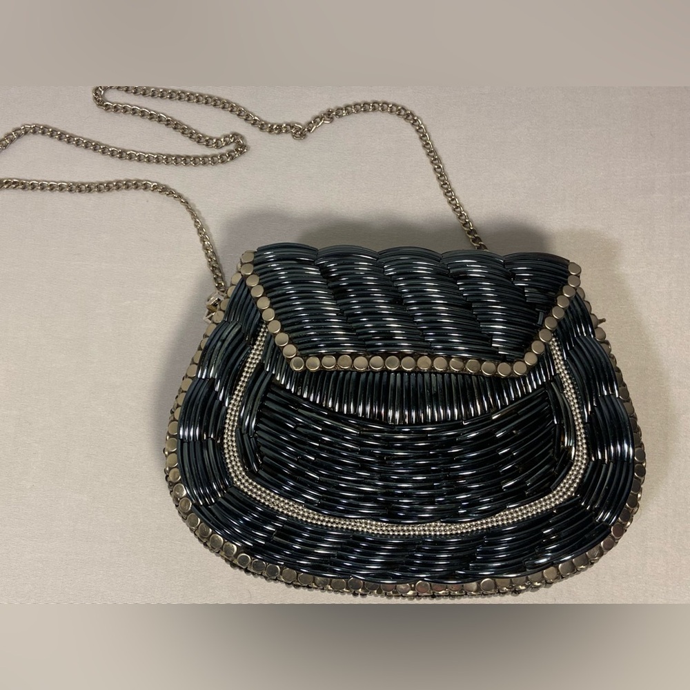 🔥SALE Ramla ~ Gorgeous Artisan Handcrafted Bag Silver Blue Black & Brass Tones ✨ - Picture 14 of 15